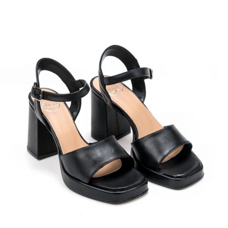 Ženske kožne sandale Velaide-F103 crne na štiklu